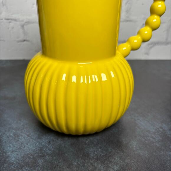 Tabitha Brown For Target Vibrant Sunshine Yellow Ribbed Pitcher Vase Boho - Picture 4 of 6